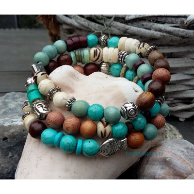 ibiza armband turquoise/ bruin ibiza armband turquoise/ bruin